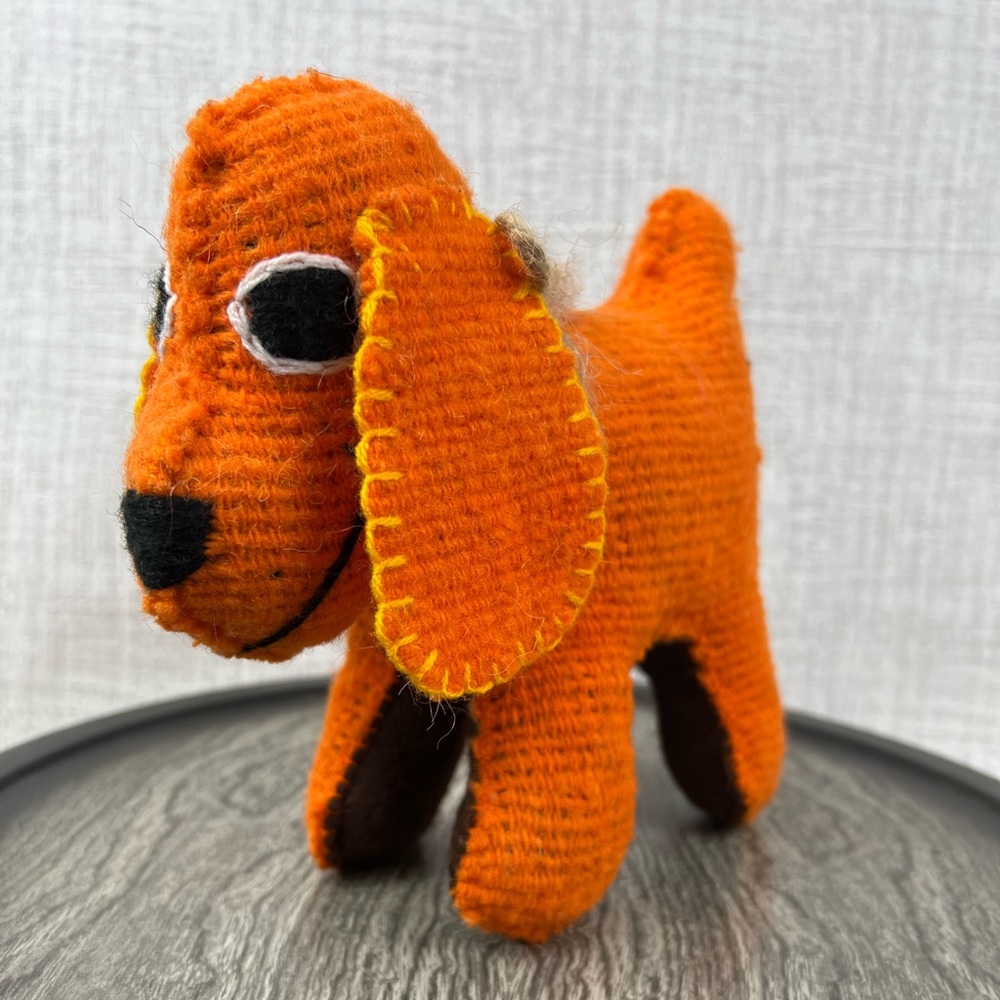 Handmade Autumn Orange Burlap Dog Plush